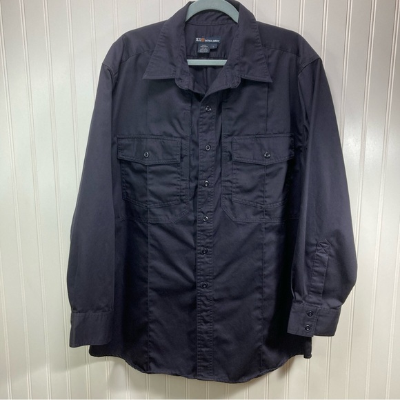 5.11 Tactical Series Shirt L/SL Black Men Large Button Up Work Training - Picture 1 of 7